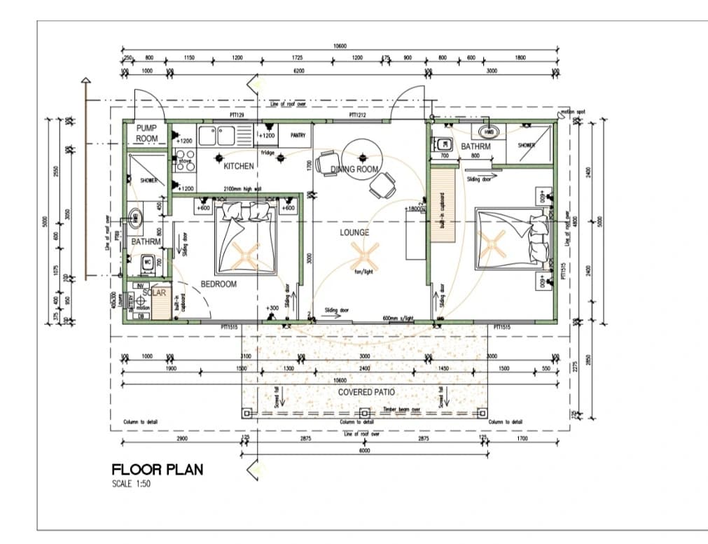 Two Bedroom Chalet floor plan with dimensions